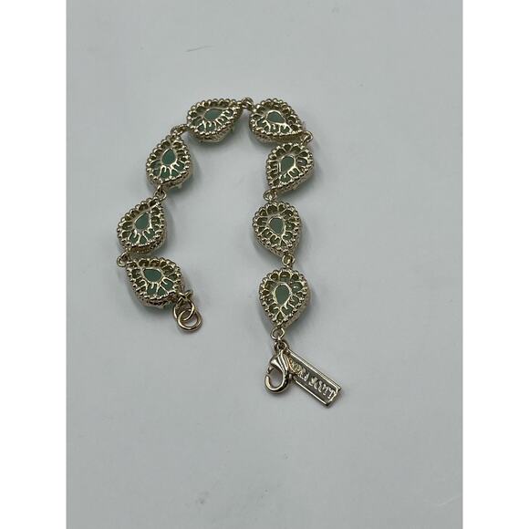 Kendra Scott Brynn Gold Plated Mint Light Green Chalcedony Bracelet Retired - Picture 8 of 10